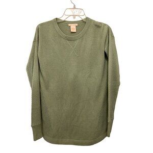 Sweet Romeo Green Long Sleeve Perforated Crewneck Sweater Size Small